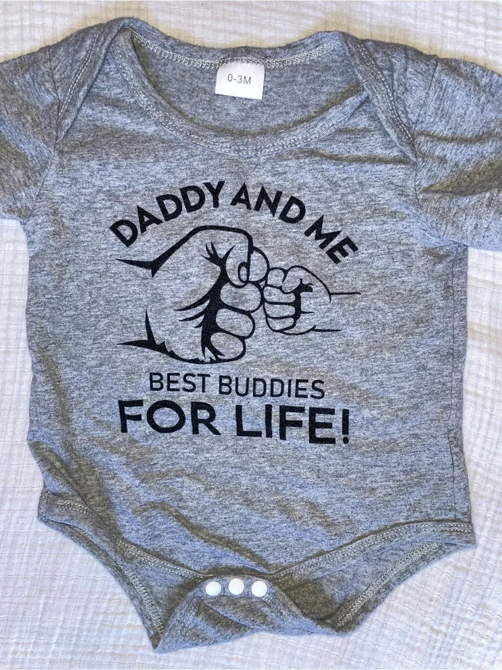 Daddy and Me Best Buddies Gray Baby One-Piece